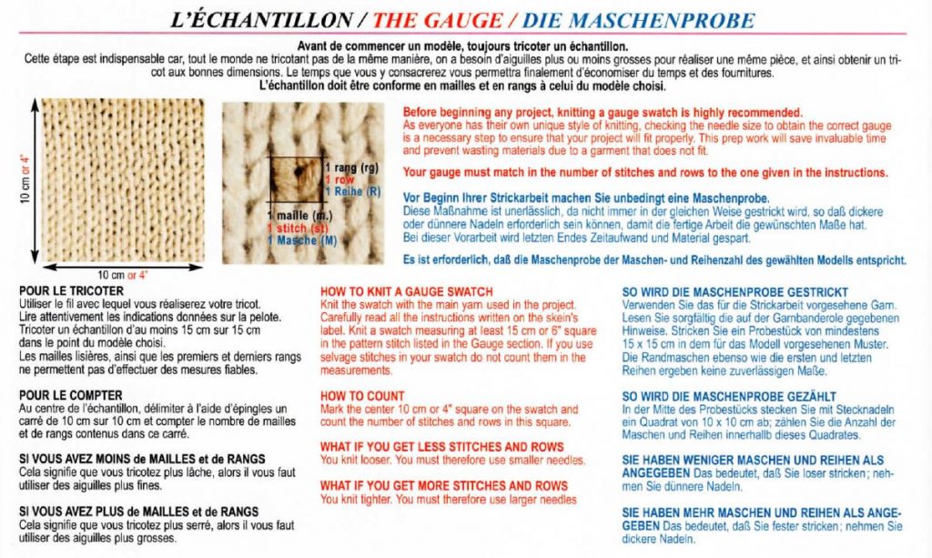 techniques pour tricoter echantillon