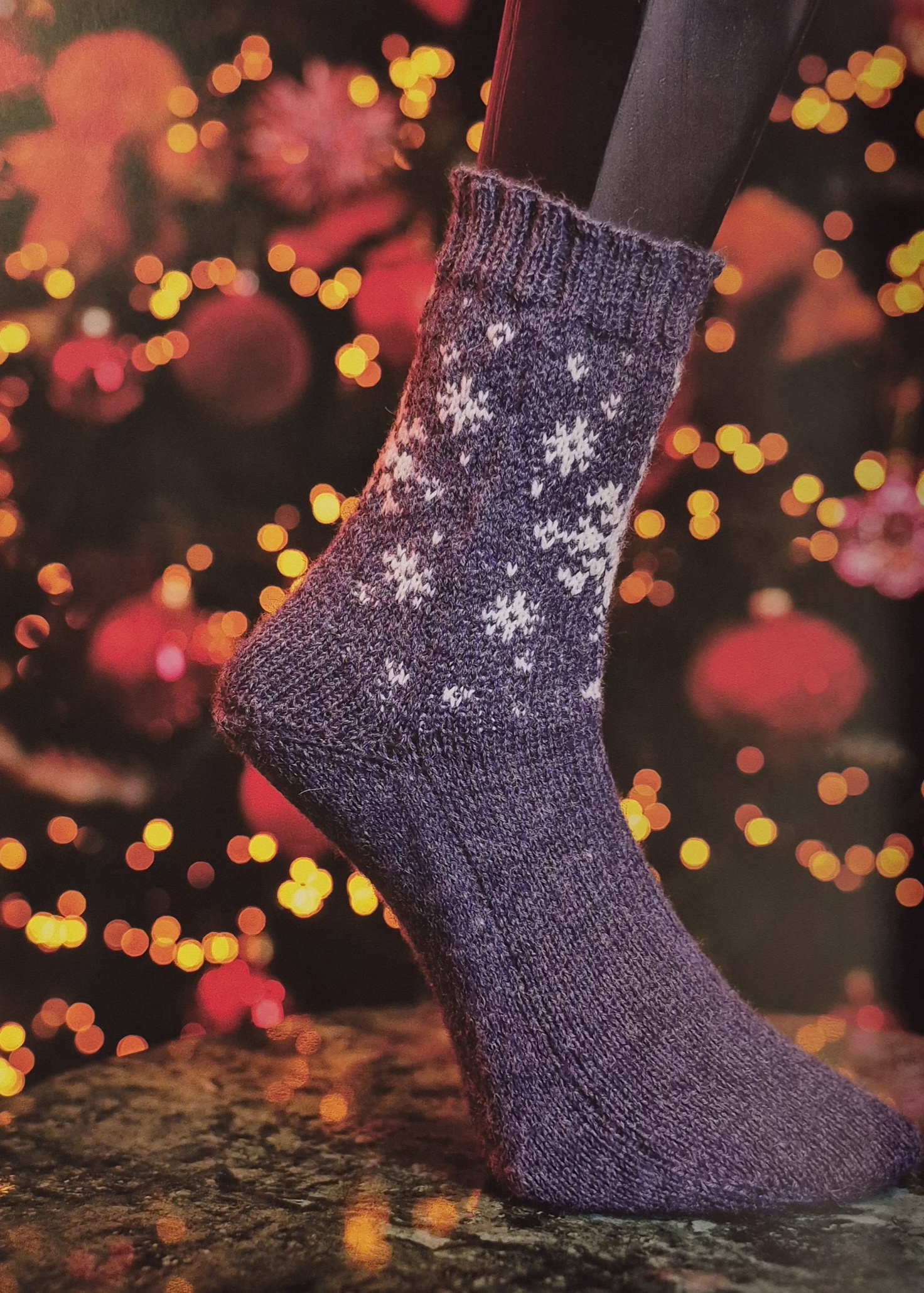 Chaussettes Flocons de Noël du livre Chaussettes de Noël Tricot et Crochet avec M. Cey