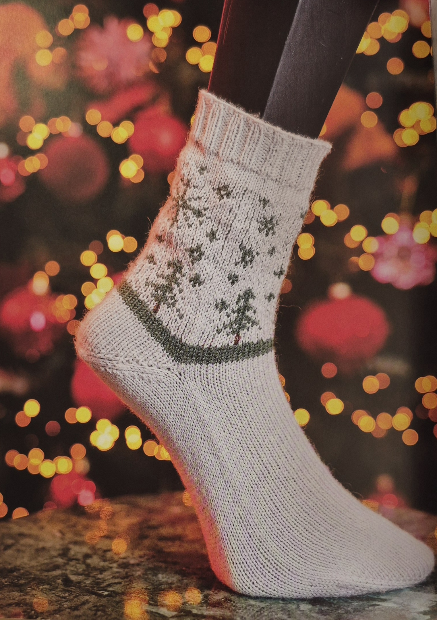 Chaussettes Sapins de Noël du livre Chaussettes de Noël Tricot et Crochet avec M. Cey