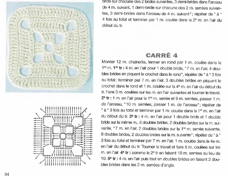 carré 4 granny square crochet