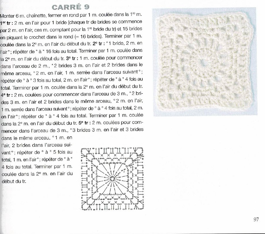 carré 9 granny square crochet