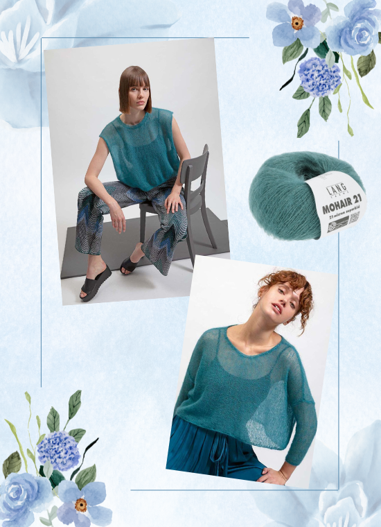 Pull Annika et haut large Anastasia en Mohair 21 Lang Yarns