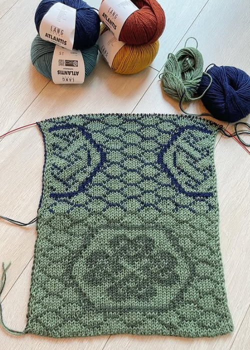 echarpe honey comb laine merino 120 lang yarns, de happily knitting