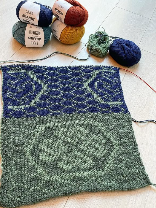 echarpe honey comb laine merino 120 lang yarns, de happily knitting