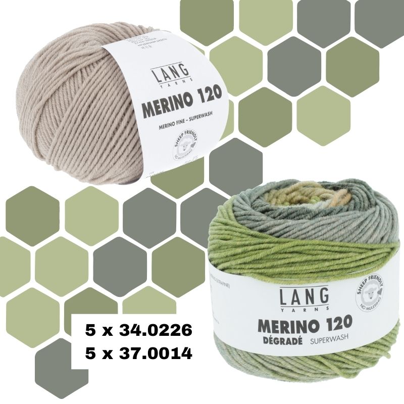 composition couleurs 3 echarpe honey comb laine merino 120 et merino 120 degrade lang yarns